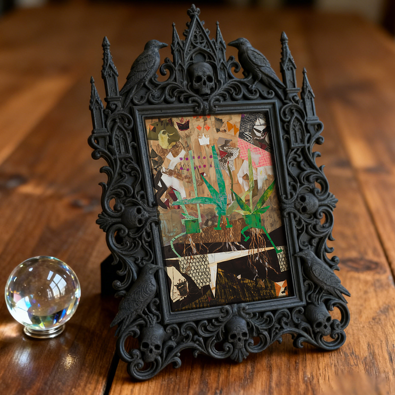 Reel-hit Gothic Dark-style Photo Frame | Dark Academia Journaling Supplies Shop Decor, Photo Ornament, Wall/Table Dual-use, Durable Frame