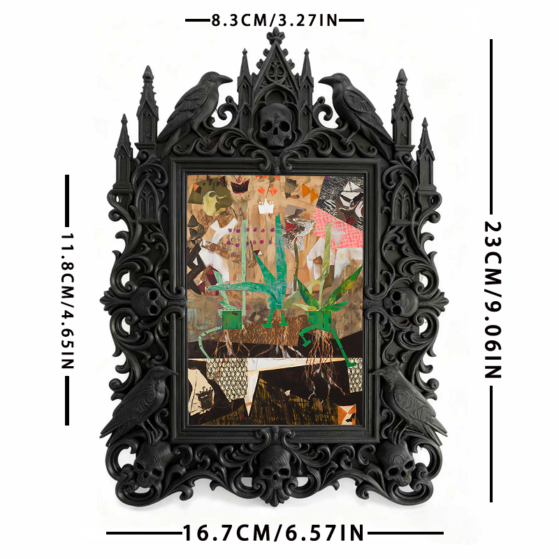 Reel-hit Gothic Dark-style Photo Frame | Dark Academia Journaling Supplies Shop Decor, Photo Ornament, Wall/Table Dual-use, Durable Frame