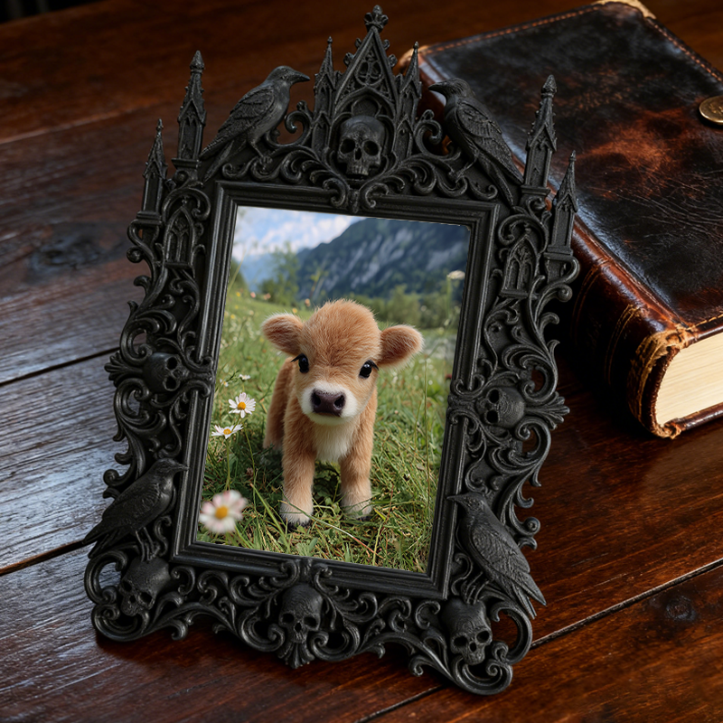 Customer-fave Gothic Dark-style Photo Frame | Vampire-themed Trivia Bar Shelf Decor, Photo Ornament, Wall-mountable & Tabletop, Lightweight 