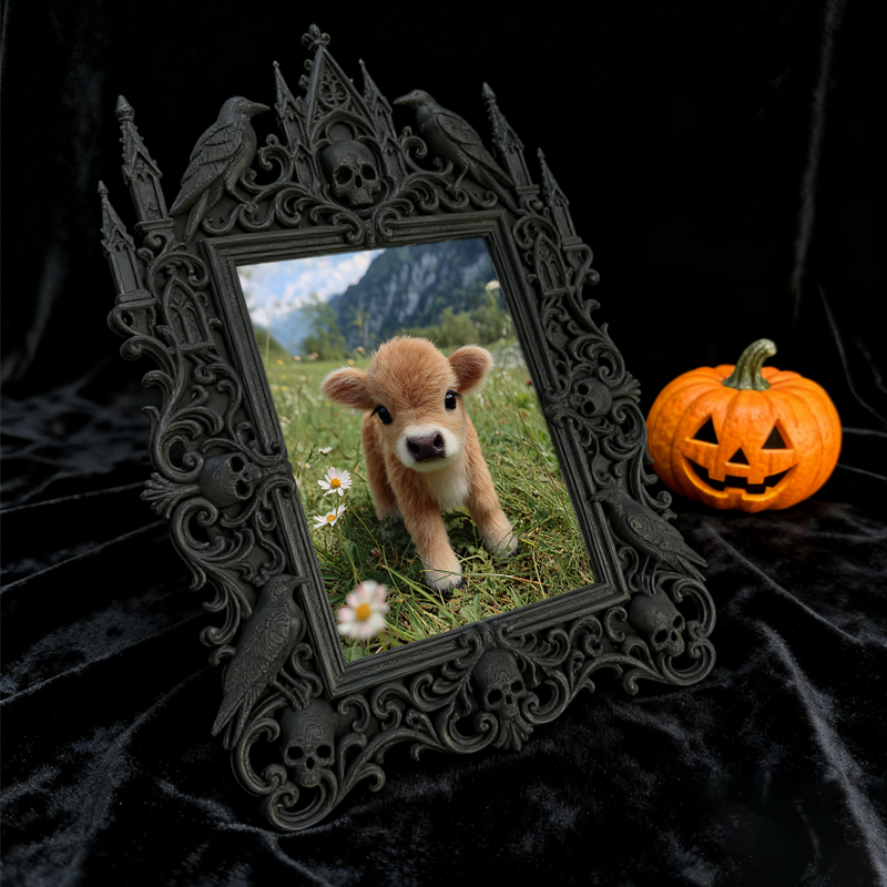 Customer-fave Gothic Dark-style Photo Frame | Vampire-themed Trivia Bar Shelf Decor, Photo Ornament, Wall-mountable & Tabletop, Lightweight 
