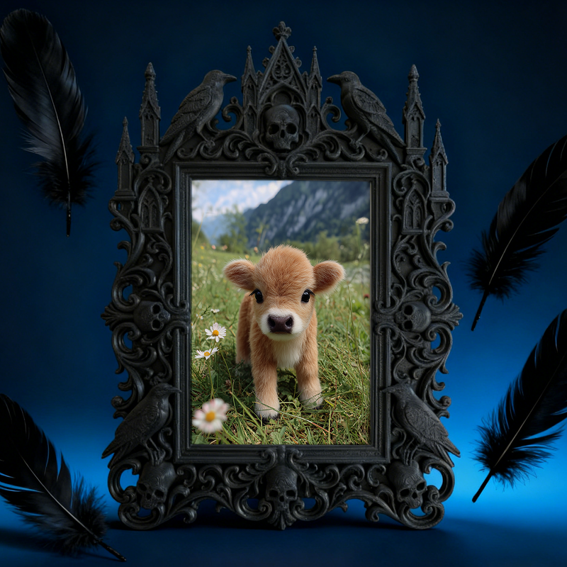 Customer-fave Gothic Dark-style Photo Frame | Vampire-themed Trivia Bar Shelf Decor, Photo Ornament, Wall-mountable & Tabletop, Lightweight 