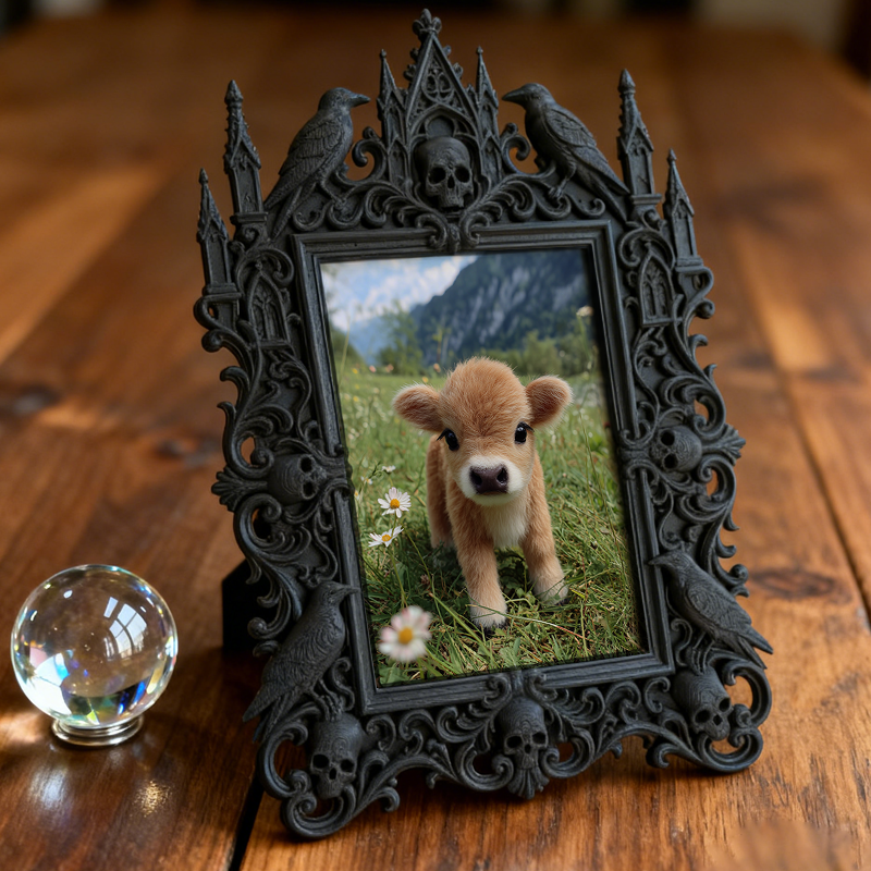 Customer-fave Gothic Dark-style Photo Frame | Vampire-themed Trivia Bar Shelf Decor, Photo Ornament, Wall-mountable & Tabletop, Lightweight 