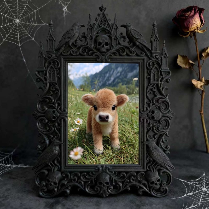 Customer-fave Gothic Dark-style Photo Frame | Vampire-themed Trivia Bar Shelf Decor, Photo Ornament, Wall-mountable & Tabletop, Lightweight 