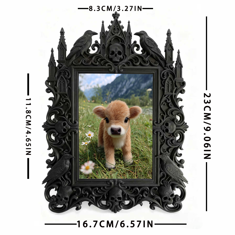 Customer-fave Gothic Dark-style Photo Frame | Vampire-themed Trivia Bar Shelf Decor, Photo Ornament, Wall-mountable & Tabletop, Lightweight 