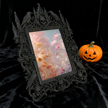 Bestselling-pick Gothic Dark-style Photo Frame | Witchy Crystal Carving Workshop Decor, Photo Ornament, Dual-use Display, Retro Plastic Fram