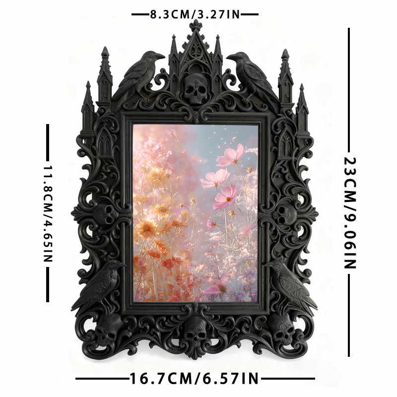 Bestselling-pick Gothic Dark-style Photo Frame | Witchy Crystal Carving Workshop Decor, Photo Ornament, Dual-use Display, Retro Plastic Fram