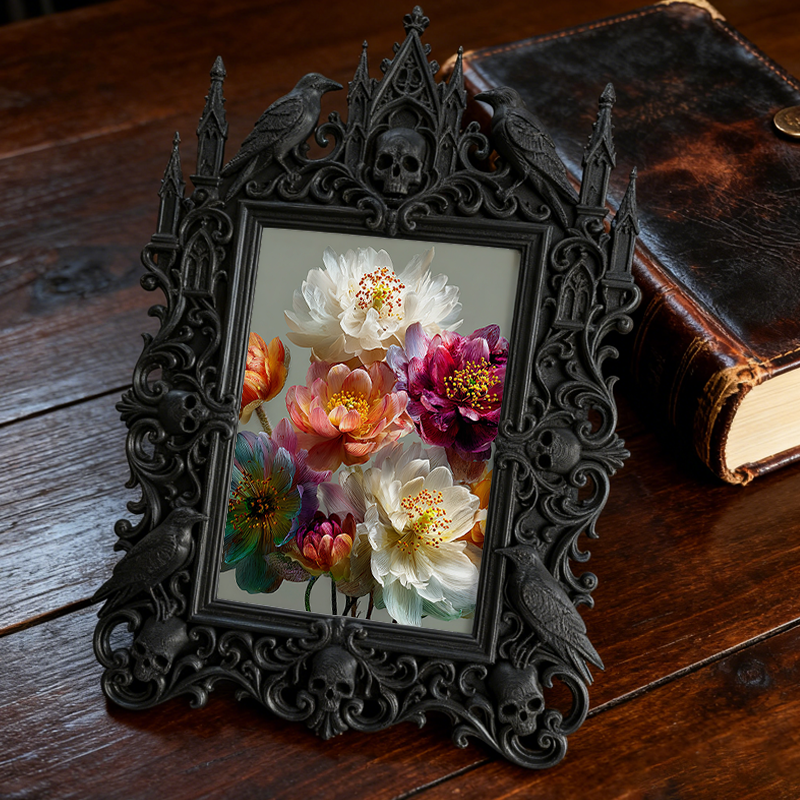 Must-snag-now Gothic Dark-style Photo Frame | Horror Themed Puzzle Shop Window Decor, Photo Ornament, Wall-mountable & Tabletop, Slim Frame