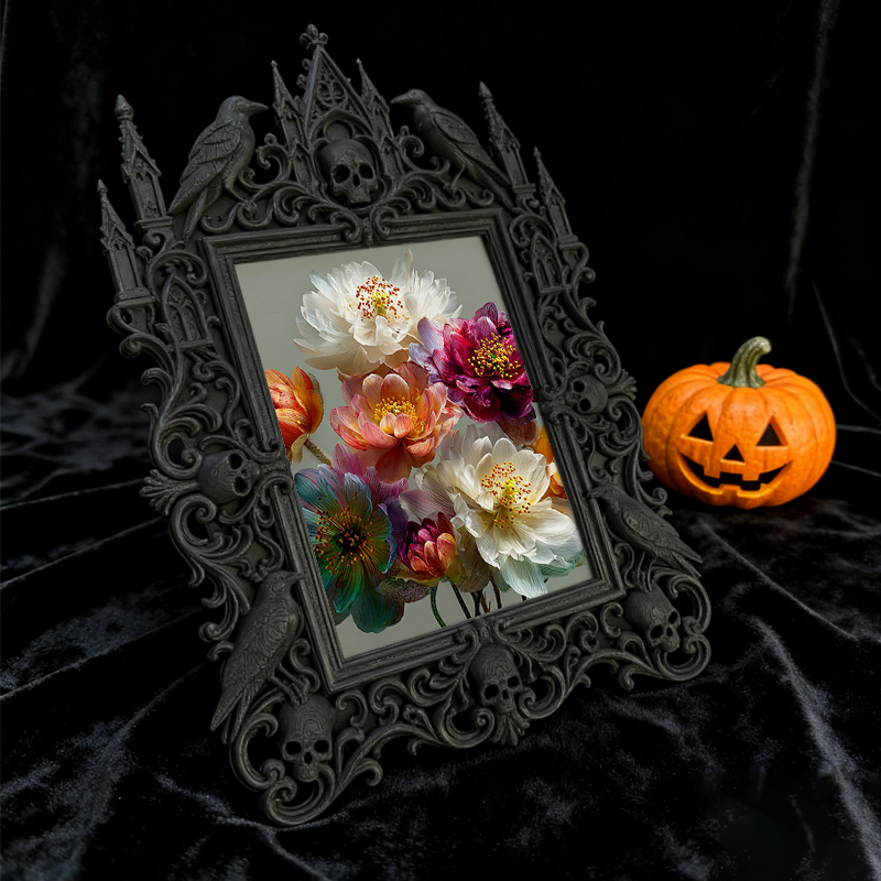 Must-snag-now Gothic Dark-style Photo Frame | Horror Themed Puzzle Shop Window Decor, Photo Ornament, Wall-mountable & Tabletop, Slim Frame