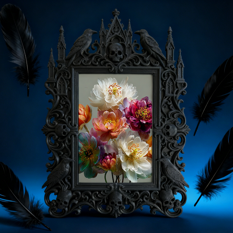 Must-snag-now Gothic Dark-style Photo Frame | Horror Themed Puzzle Shop Window Decor, Photo Ornament, Wall-mountable & Tabletop, Slim Frame