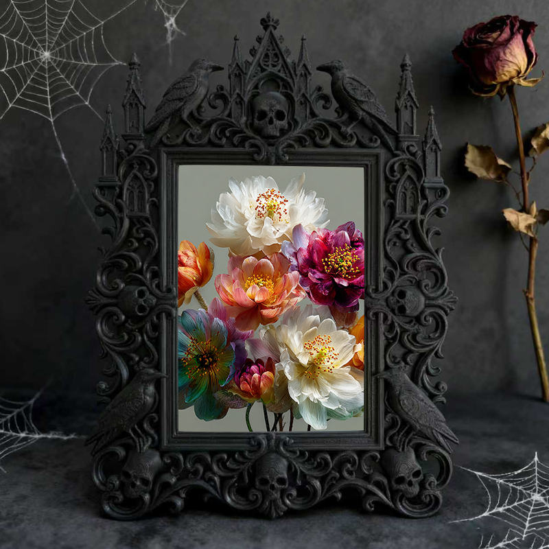 Must-snag-now Gothic Dark-style Photo Frame | Horror Themed Puzzle Shop Window Decor, Photo Ornament, Wall-mountable & Tabletop, Slim Frame