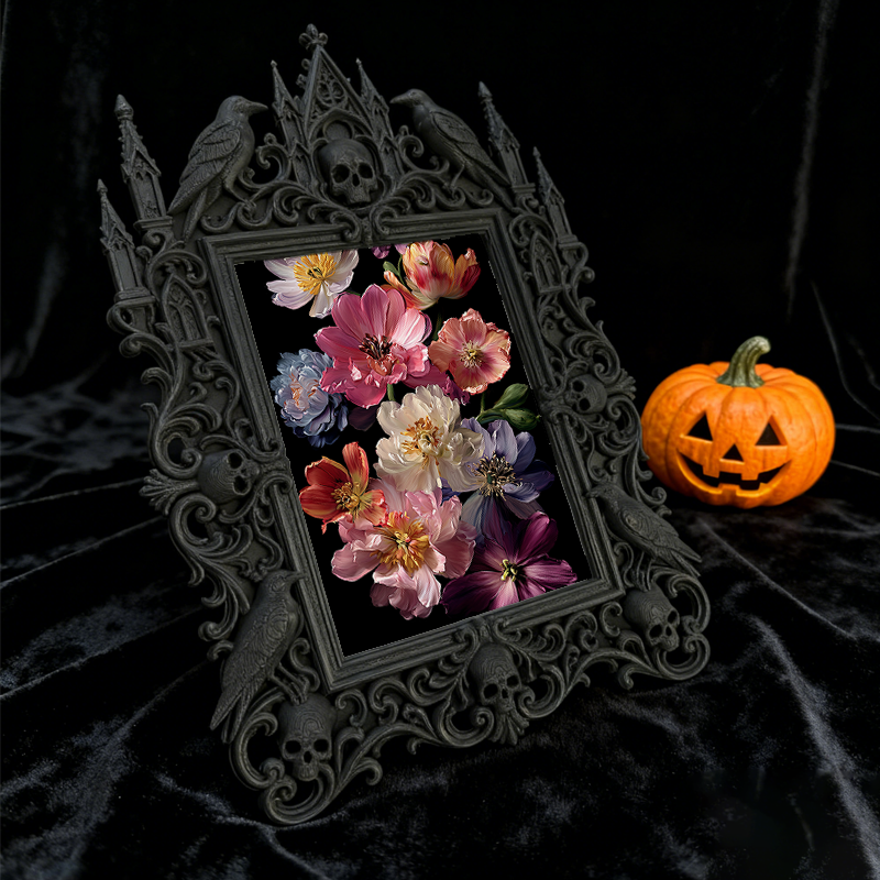 Luxe-minimal Gothic Dark-style Photo Frame | Dark Calligraphy Quill Pen Shop Decor, Photo Ornament, Wall-mountable & Tabletop, Practical Fra