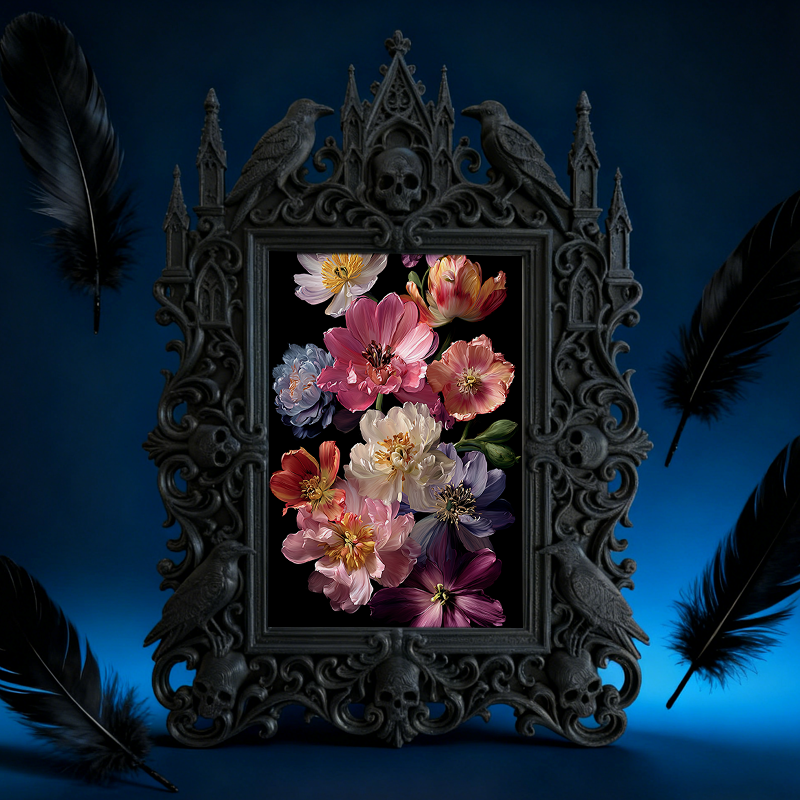 Luxe-minimal Gothic Dark-style Photo Frame | Dark Calligraphy Quill Pen Shop Decor, Photo Ornament, Wall-mountable & Tabletop, Practical Fra