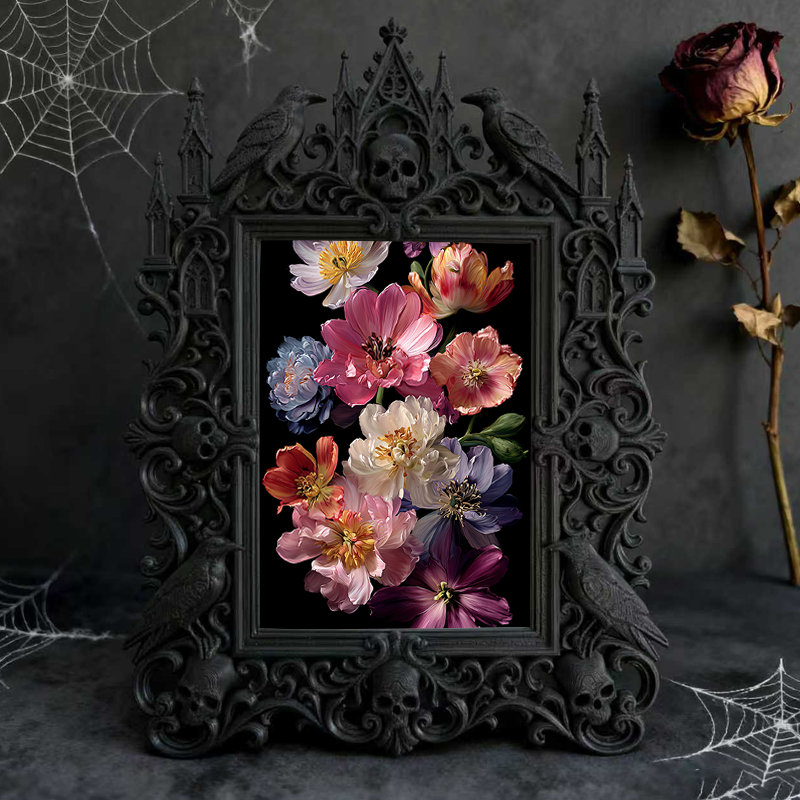 Luxe-minimal Gothic Dark-style Photo Frame | Dark Calligraphy Quill Pen Shop Decor, Photo Ornament, Wall-mountable & Tabletop, Practical Fra