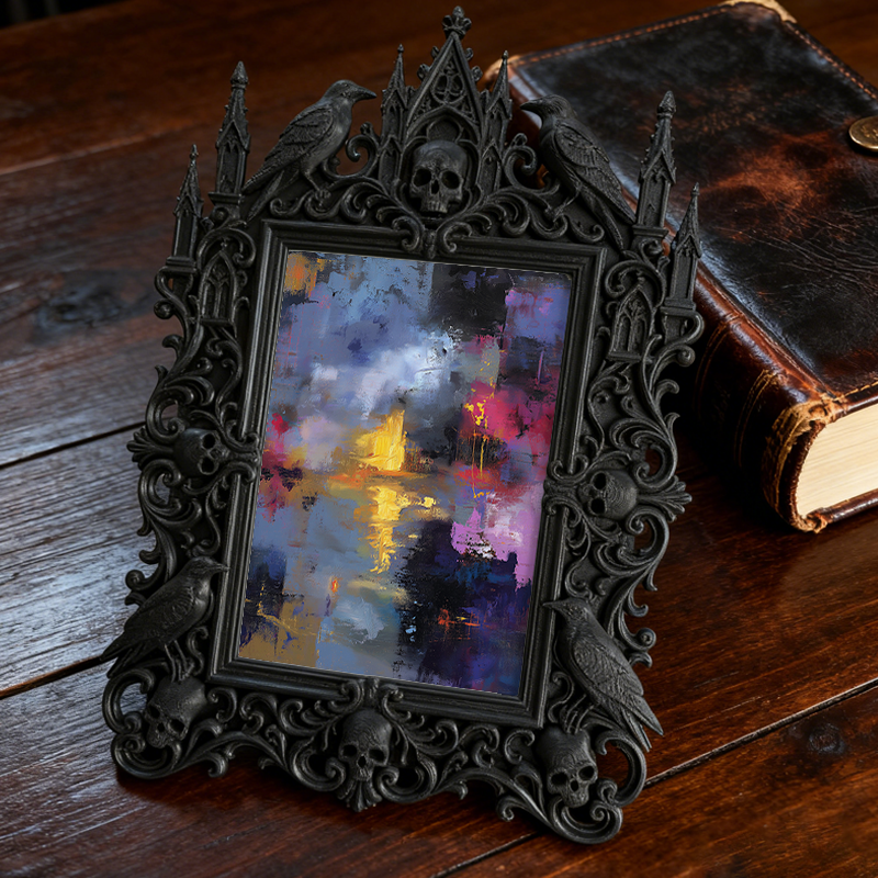 One-of-a-kind-gem Gothic Dark-style Photo Frame | Witchy Herbal Infusion Shop Decor, Photo Ornament, Wall-mountable & Tabletop, Portable Fra