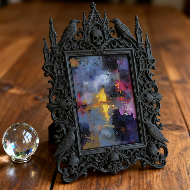 One-of-a-kind-gem Gothic Dark-style Photo Frame | Witchy Herbal Infusion Shop Decor, Photo Ornament, Wall-mountable & Tabletop, Portable Fra