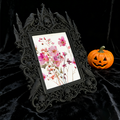 Elegant-spooky Gothic Dark-style Photo Frame | Paranormal Themed Gift Shop Shelf Decor, Photo Ornament, Wall-mountable & Tabletop, Elegant F
