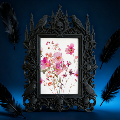 Elegant-spooky Gothic Dark-style Photo Frame | Paranormal Themed Gift Shop Shelf Decor, Photo Ornament, Wall-mountable & Tabletop, Elegant F