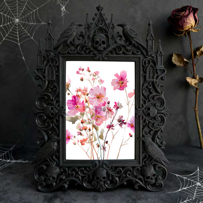 Elegant-spooky Gothic Dark-style Photo Frame | Paranormal Themed Gift Shop Shelf Decor, Photo Ornament, Wall-mountable & Tabletop, Elegant F