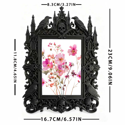 Elegant-spooky Gothic Dark-style Photo Frame | Paranormal Themed Gift Shop Shelf Decor, Photo Ornament, Wall-mountable & Tabletop, Elegant F