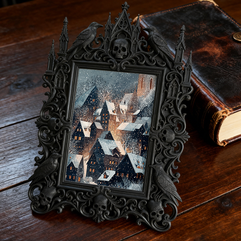 Collector-fave-pick Gothic Dark-style Photo Frame | Vintage Horror Trading Card Shop Decor, Photo Ornament, Wall/Table Dual-use, Display-gra