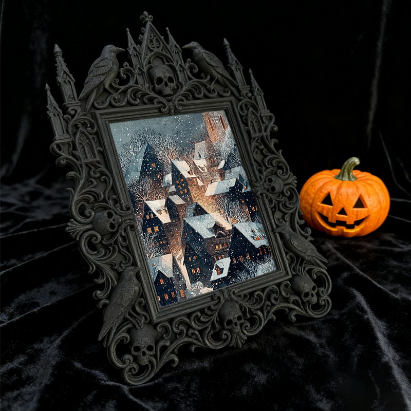 Collector-fave-pick Gothic Dark-style Photo Frame | Vintage Horror Trading Card Shop Decor, Photo Ornament, Wall/Table Dual-use, Display-gra