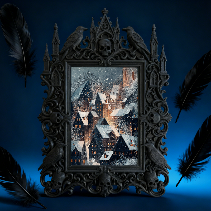 Collector-fave-pick Gothic Dark-style Photo Frame | Vintage Horror Trading Card Shop Decor, Photo Ornament, Wall/Table Dual-use, Display-gra