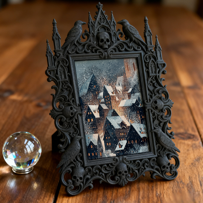 Collector-fave-pick Gothic Dark-style Photo Frame | Vintage Horror Trading Card Shop Decor, Photo Ornament, Wall/Table Dual-use, Display-gra