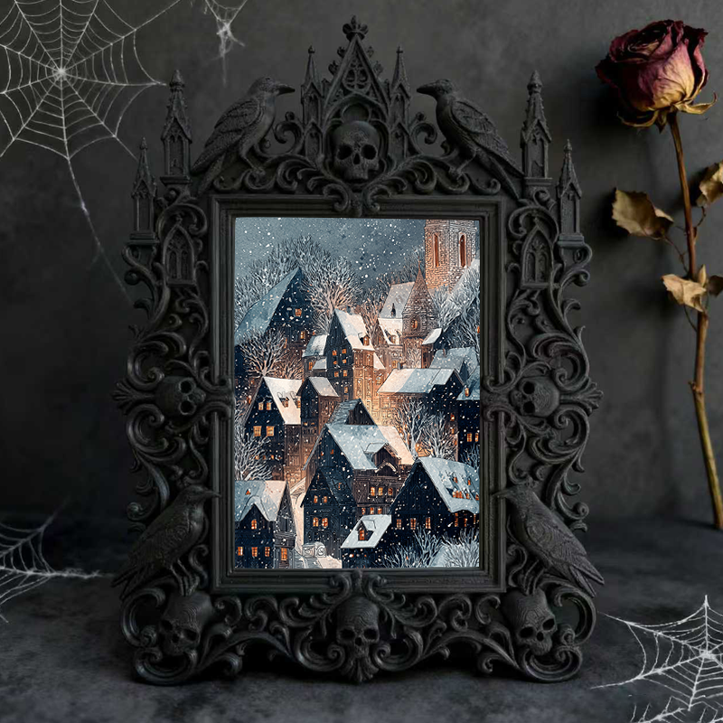 Collector-fave-pick Gothic Dark-style Photo Frame | Vintage Horror Trading Card Shop Decor, Photo Ornament, Wall/Table Dual-use, Display-gra