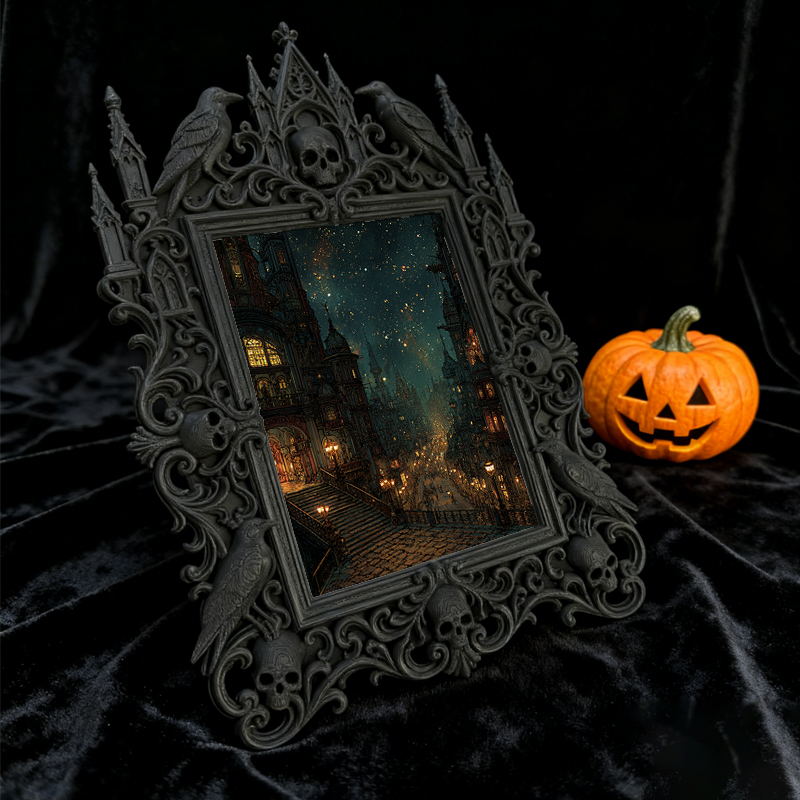 Bold-standout Gothic Dark-style Photo Frame | Dark Fantasy Miniature Terrain Shop Decor, Photo Ornament, Wall-mountable & Tabletop, Creative