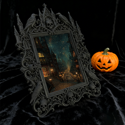 Bold-standout Gothic Dark-style Photo Frame | Dark Fantasy Miniature Terrain Shop Decor, Photo Ornament, Wall-mountable & Tabletop, Creative