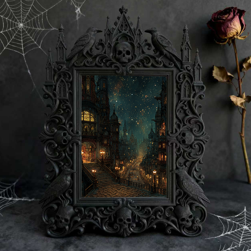 Bold-standout Gothic Dark-style Photo Frame | Dark Fantasy Miniature Terrain Shop Decor, Photo Ornament, Wall-mountable & Tabletop, Creative