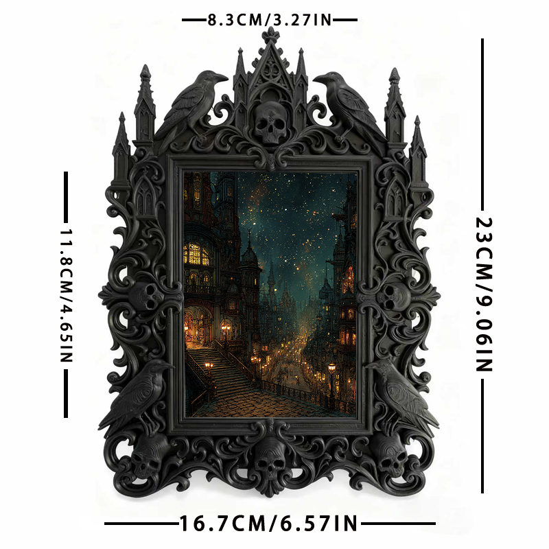 Bold-standout Gothic Dark-style Photo Frame | Dark Fantasy Miniature Terrain Shop Decor, Photo Ornament, Wall-mountable & Tabletop, Creative
