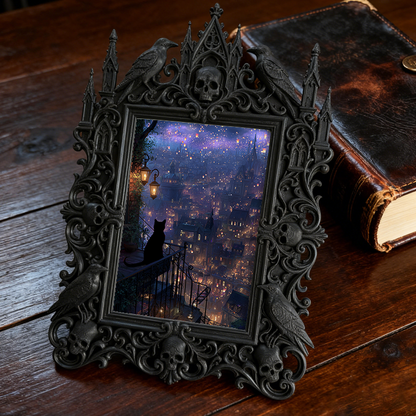 Cute-spooky-vibe Gothic Dark-style Photo Frame | Gothic Pet Halloween Bandana Shop Decor, Photo Ornament, Dual-use Display, Cute Frame