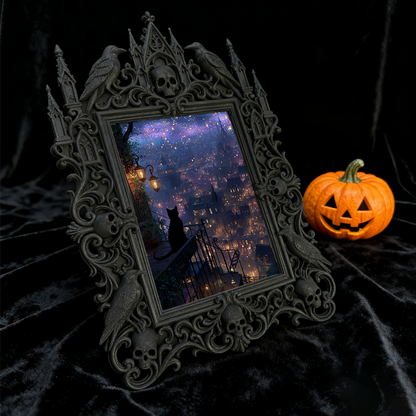 Cute-spooky-vibe Gothic Dark-style Photo Frame | Gothic Pet Halloween Bandana Shop Decor, Photo Ornament, Dual-use Display, Cute Frame