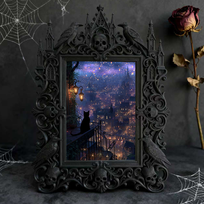Cute-spooky-vibe Gothic Dark-style Photo Frame | Gothic Pet Halloween Bandana Shop Decor, Photo Ornament, Dual-use Display, Cute Frame