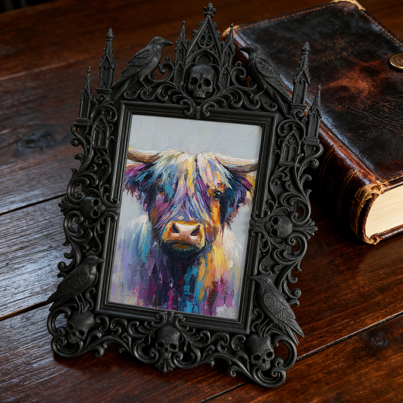 TikTok-trending Gothic Dark-style Photo Frame | Vampire Themed Board Game Tournament Decor, Photo Ornament, Wall-mountable & Tabletop, Plast