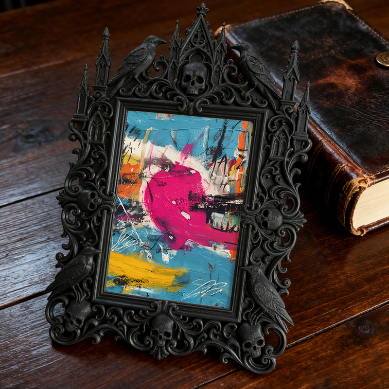 Shop-top-seller Gothic Dark-style Photo Frame | Witchy Crystal Gridding Party Decor, Photo Ornament, Wall/Table Dual-use, Durable Frame