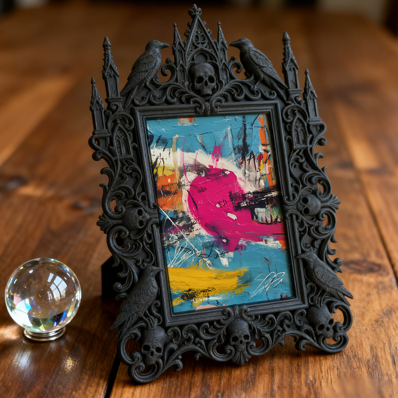 Shop-top-seller Gothic Dark-style Photo Frame | Witchy Crystal Gridding Party Decor, Photo Ornament, Wall/Table Dual-use, Durable Frame