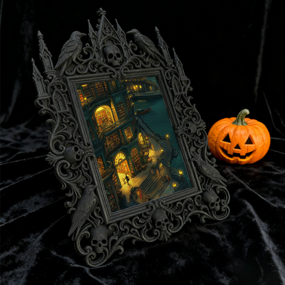 Bestselling-hit Gothic Dark-style Photo Frame | Halloween Haunted Warehouse Photo Spot Decor, Photo Ornament, Wall-mountable & Tabletop, Lig