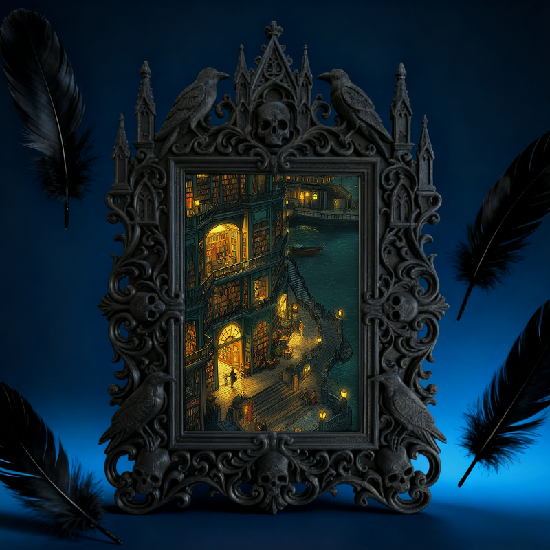 Bestselling-hit Gothic Dark-style Photo Frame | Halloween Haunted Warehouse Photo Spot Decor, Photo Ornament, Wall-mountable & Tabletop, Lig