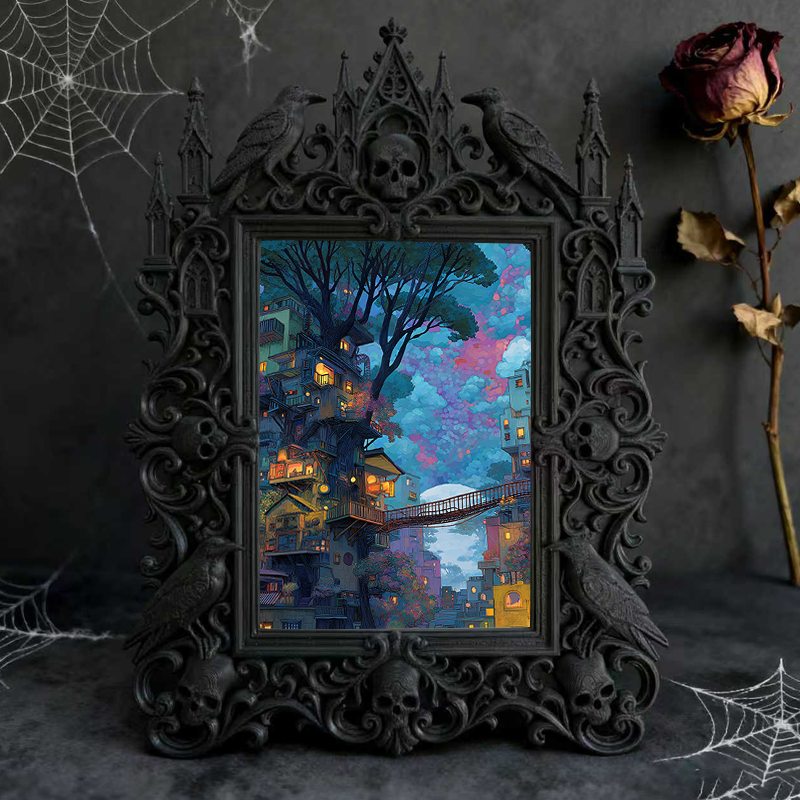 Trend-alert Gothic Dark-style Photo Frame | Dark Fantasy LARP Character Meetup Decor, Photo Ornament, Wall-mountable & Tabletop, Scratch-res