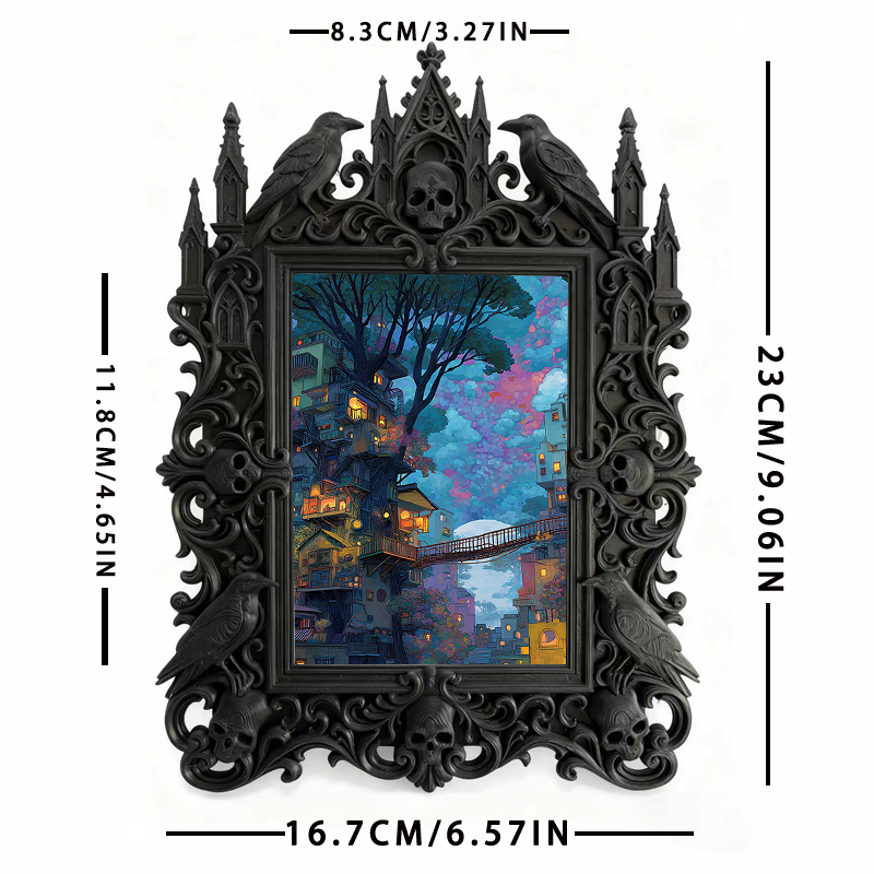 Trend-alert Gothic Dark-style Photo Frame | Dark Fantasy LARP Character Meetup Decor, Photo Ornament, Wall-mountable & Tabletop, Scratch-res