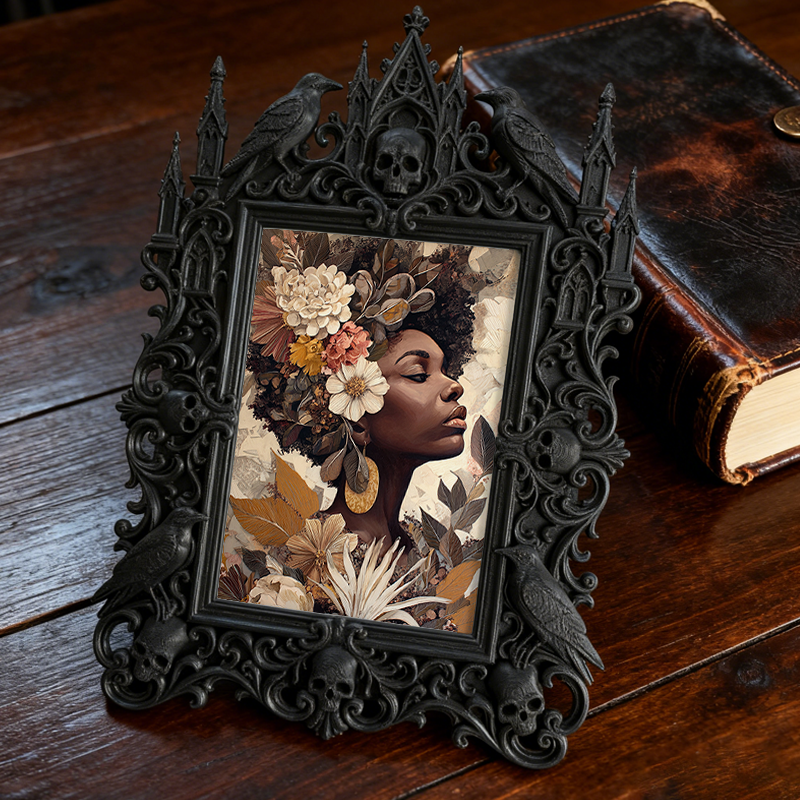 Customer-loved Gothic Dark-style Photo Frame | Horror Movie Trivia Night Decor, Photo Ornament, Wall-mountable & Tabletop, Slim Frame