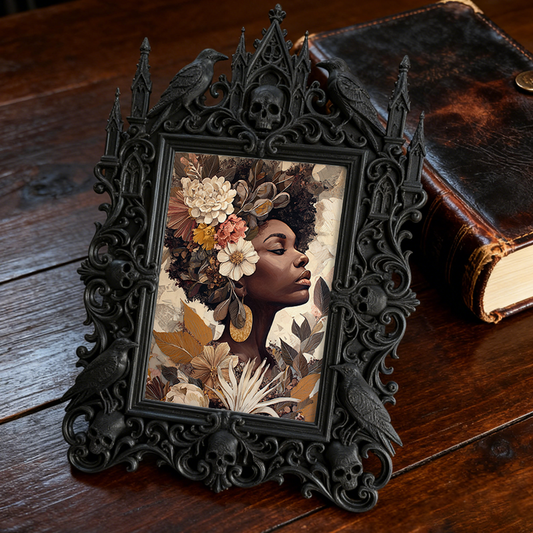 Customer-loved Gothic Dark-style Photo Frame | Horror Movie Trivia Night Decor, Photo Ornament, Wall-mountable & Tabletop, Slim Frame