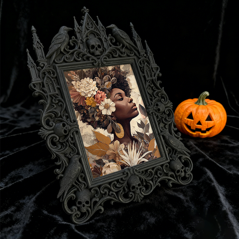 Customer-loved Gothic Dark-style Photo Frame | Horror Movie Trivia Night Decor, Photo Ornament, Wall-mountable & Tabletop, Slim Frame