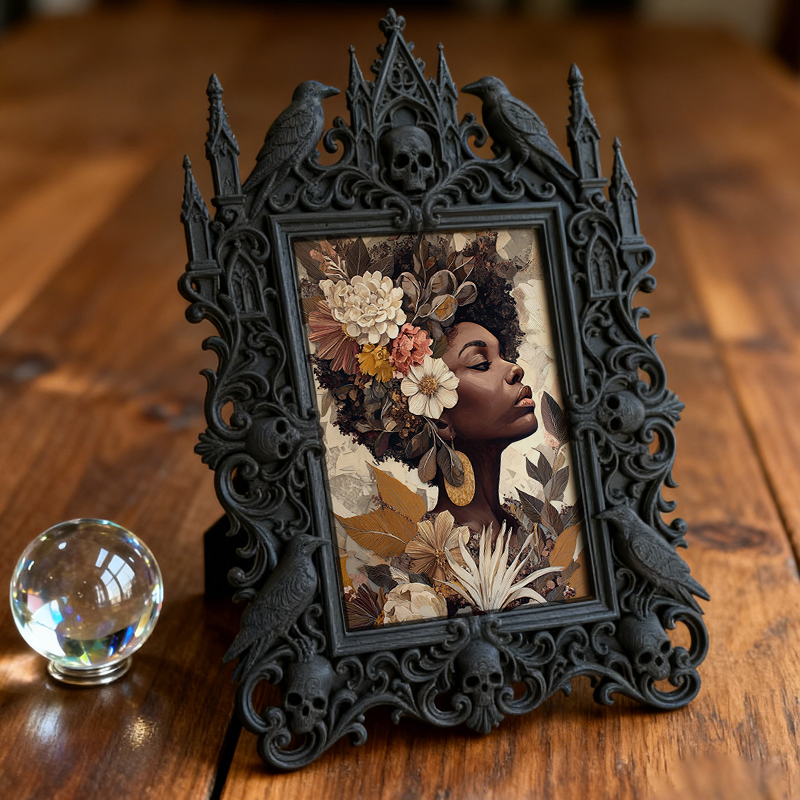 Customer-loved Gothic Dark-style Photo Frame | Horror Movie Trivia Night Decor, Photo Ornament, Wall-mountable & Tabletop, Slim Frame