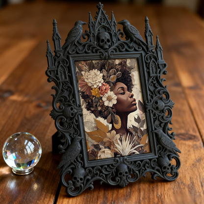 Customer-loved Gothic Dark-style Photo Frame | Horror Movie Trivia Night Decor, Photo Ornament, Wall-mountable & Tabletop, Slim Frame
