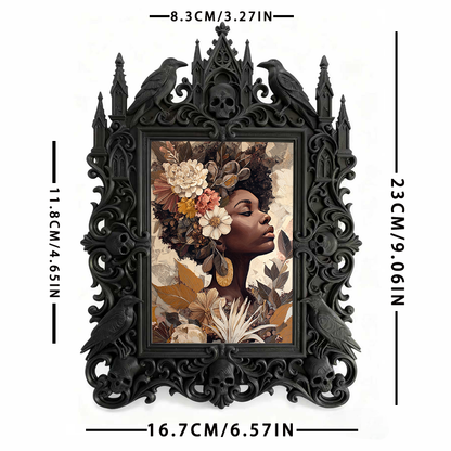 Customer-loved Gothic Dark-style Photo Frame | Horror Movie Trivia Night Decor, Photo Ornament, Wall-mountable & Tabletop, Slim Frame