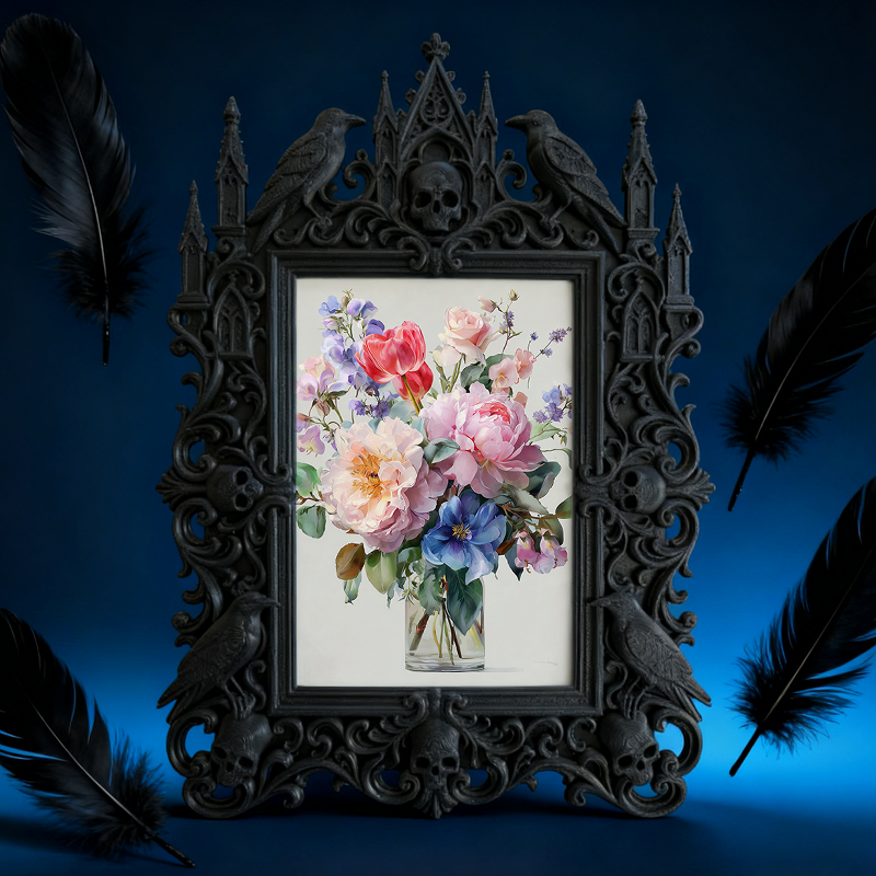 Limited-drop Gothic Dark-style Photo Frame | Werewolf Themed Camping Bonfire Decor, Photo Ornament, Dual-use Display, Sturdy Frame