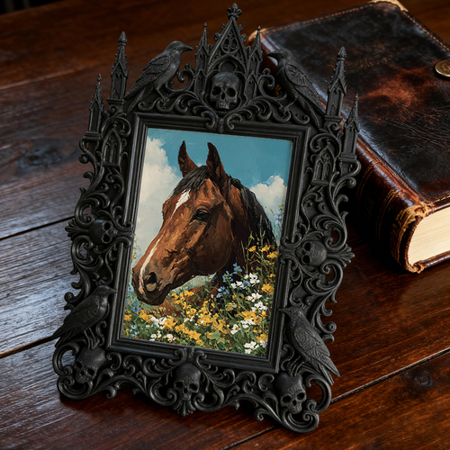 Rare-gem Gothic Dark-style Photo Frame | Gothic Anniversary Dinner Table Decor, Photo Ornament, Wall/Table Dual-use, Rustic Frame